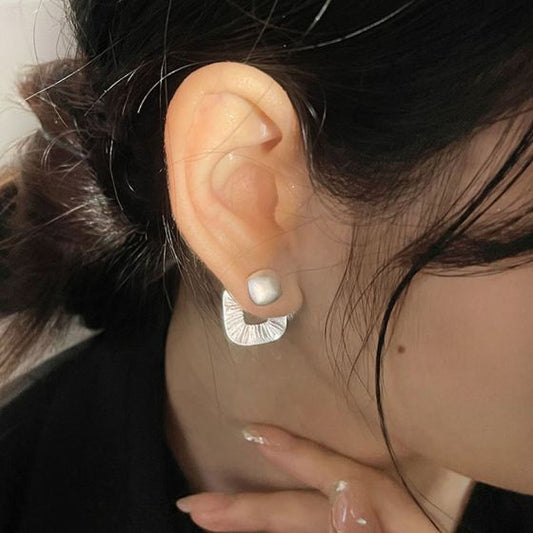 Holiday Geometry White Square Stud Earrings