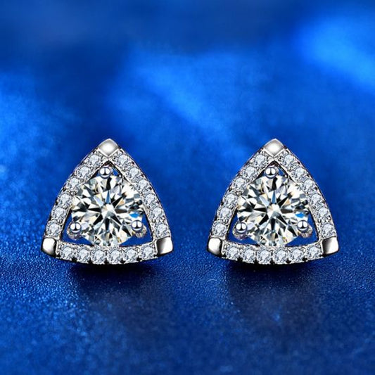 Triangle Moissanite CZ Stud Earrings in 925 Sterling Silver