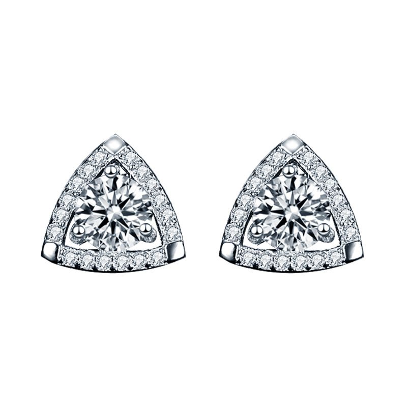 Triangle Moissanite Crystal Stud Earrings in 925 Sterling Silver