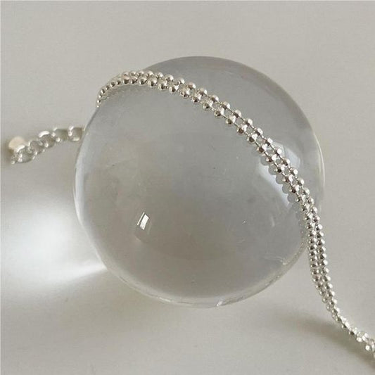 Double Layer Bead Stacker Bracelet, 925 Sterling Silver