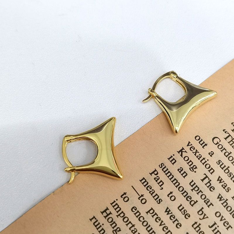 Irregular Square Bag Sterling Silver Hoop Earrings