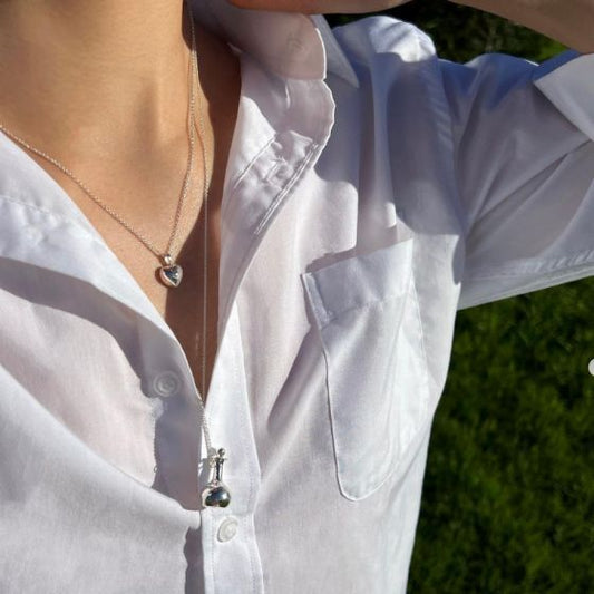 Honey Moon Double Heart Necklace in 925 Sterling Silver