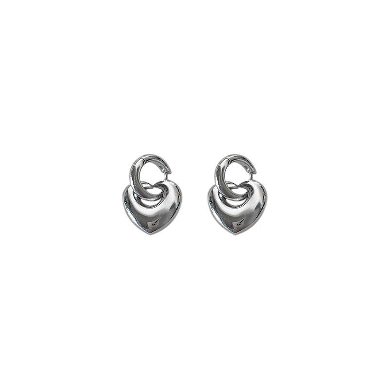 Anniversary Heart 925 Sterling Silver Hoop Earrings
