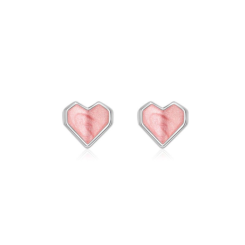 Shining Heart 925 Sterling Silver Stud Earrings