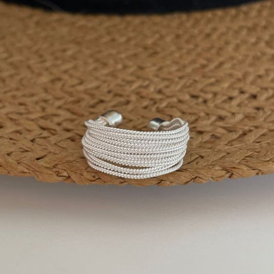 Wrapped Up Overlapping Textured Bead Ring