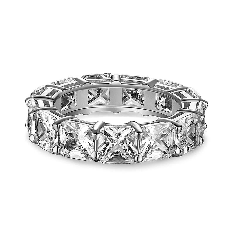 Geometry Square Crystal Adjustable 925 Sterling Silver Ring
