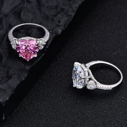 Heart 12x12mm Cubic Zirconia Ring in 925 Sterling Silver