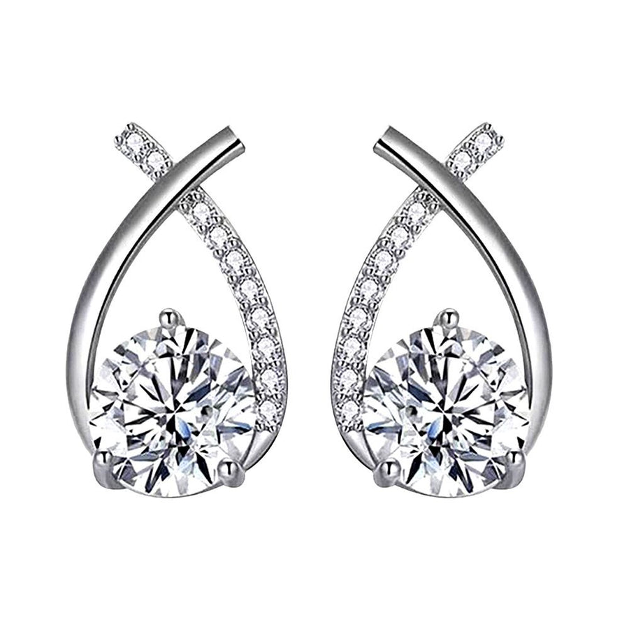 Fish Tail Moissanite Stud Earrings, 925 Sterling Silver