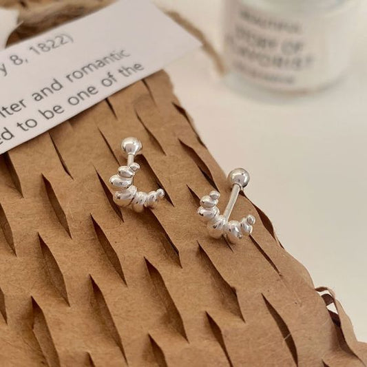 Irregular Croissant Sterling Silver Stud Earrings