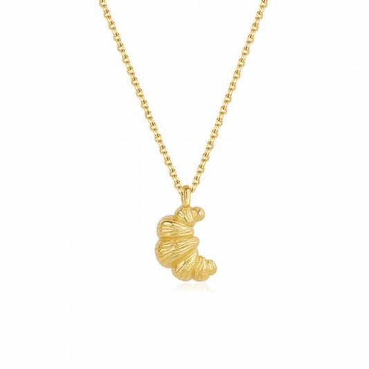 Croissant Bread 925 Sterling Silver Pendant and Stud Earrings