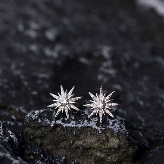 Octopu Stars CZ Sterling Silver Stud Earrings