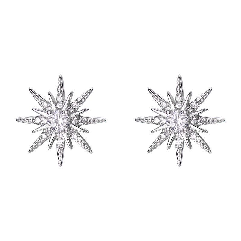 Octopu Stars Crystal Sterling Silver Stud Earrings