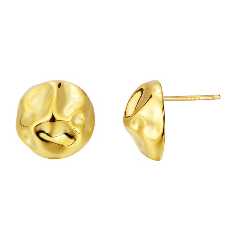 Round Irregular Surface 925 Sterling Silver Stud Earrings