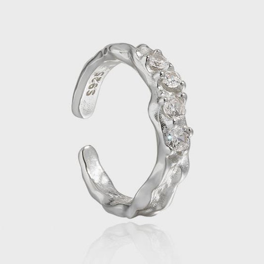 Round Four Cubic Zirconia Adjustable 925 Sterling Silver Ring