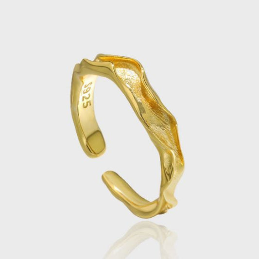 Irregular Wave River Sterling Silver Adjustable Ring