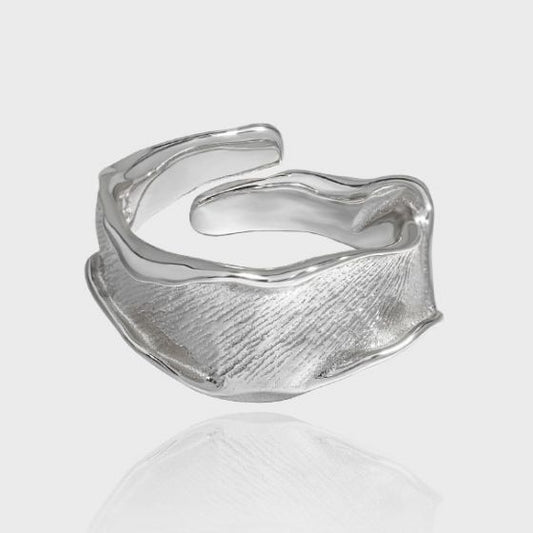 925 Sterling Silver Irregular River Wave Adjustable Ring