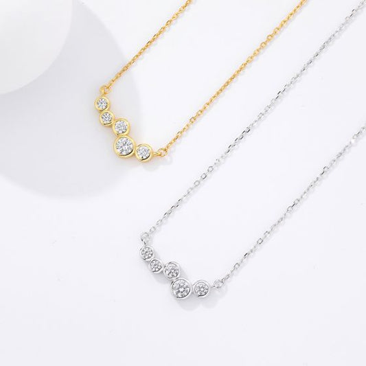 Irregular Wave Round CZ Necklace
