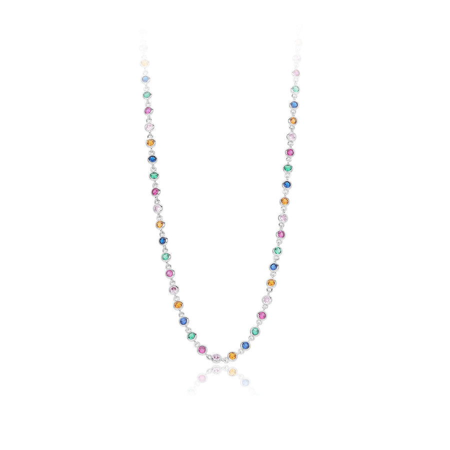 Multi-Color Cubic Zirconia Geometric 925 Sterling Silver Necklace