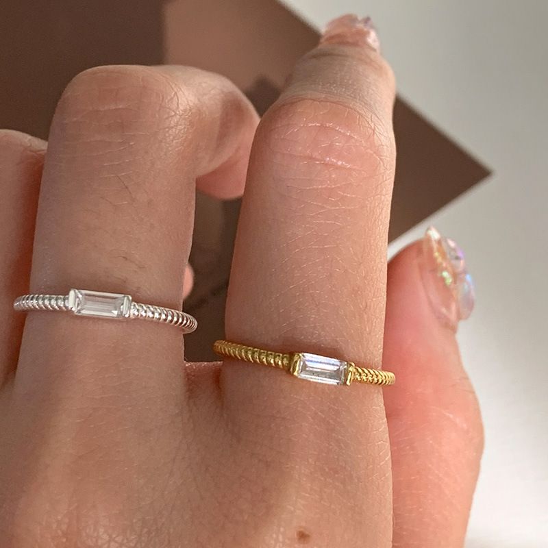 Geometry Baguette Crystal Twisted Adjustable Ring
