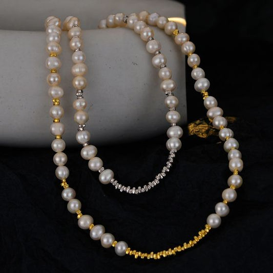 Natural Irregular Pearl 925 Sterling Silver Necklace