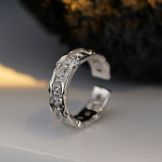 Round CZ Irregular Border Non-Pierced Earring (Single)