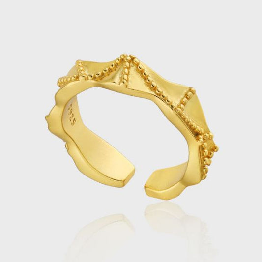 Graduation Beads Wave Adjustable 925 Sterling Silver Ring