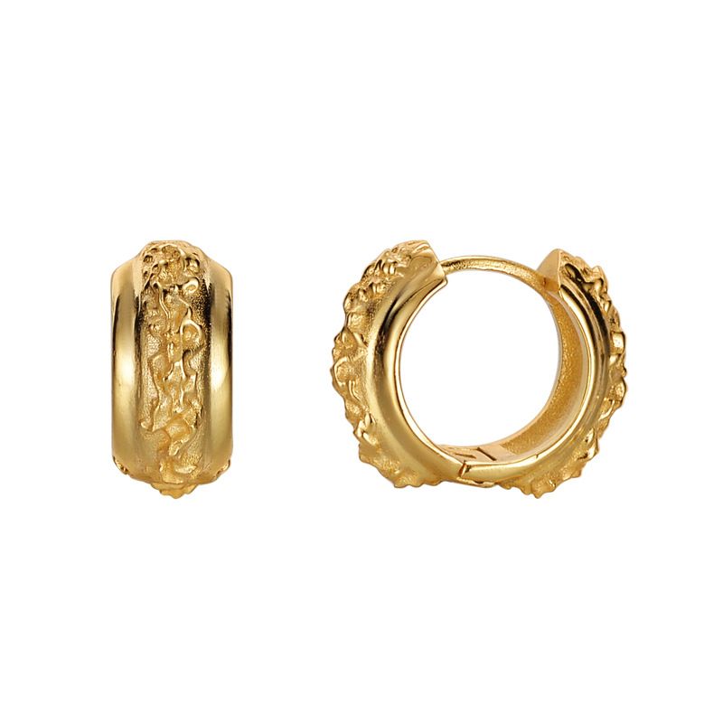 Irregular Surface 925 Sterling Silver Hoop Earrings