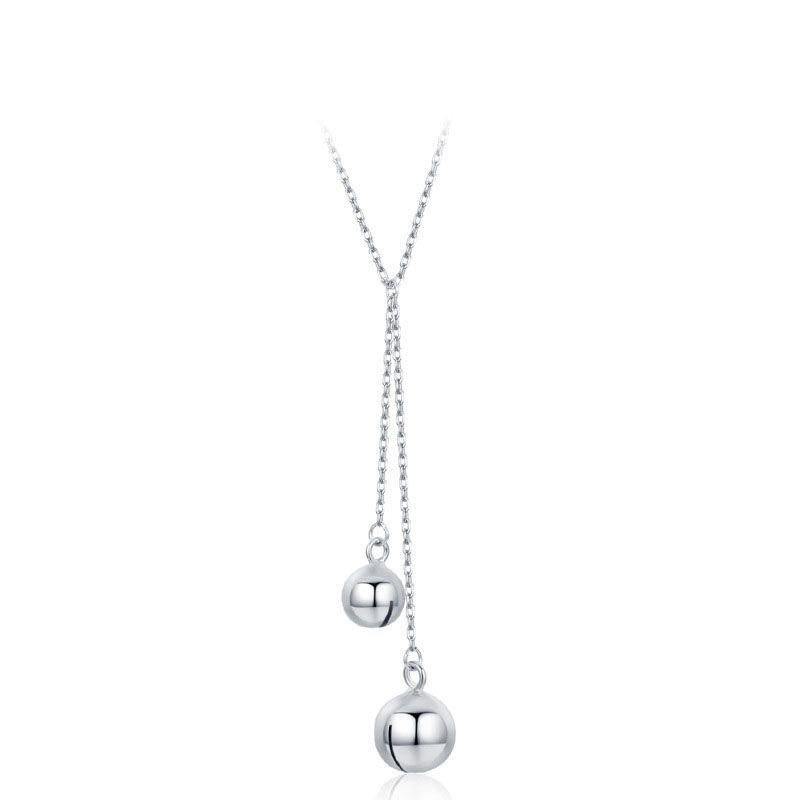 Adjustable Drop Round Bells 925 Sterling Silver Necklace