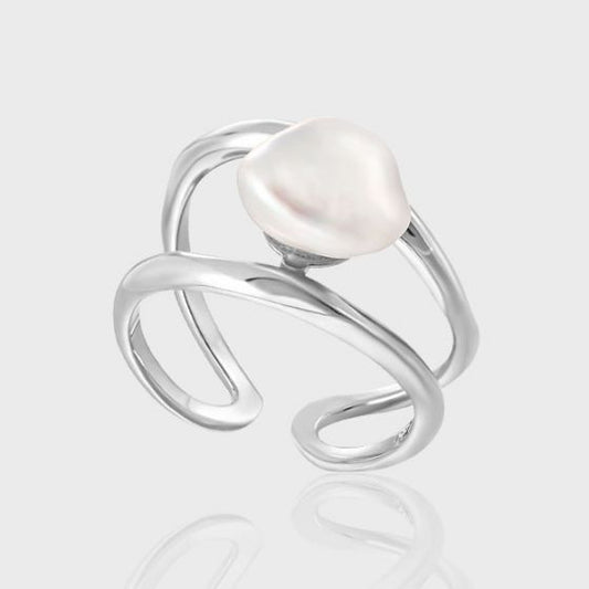 Double Layer Irregular Baroque Pearl Ring
