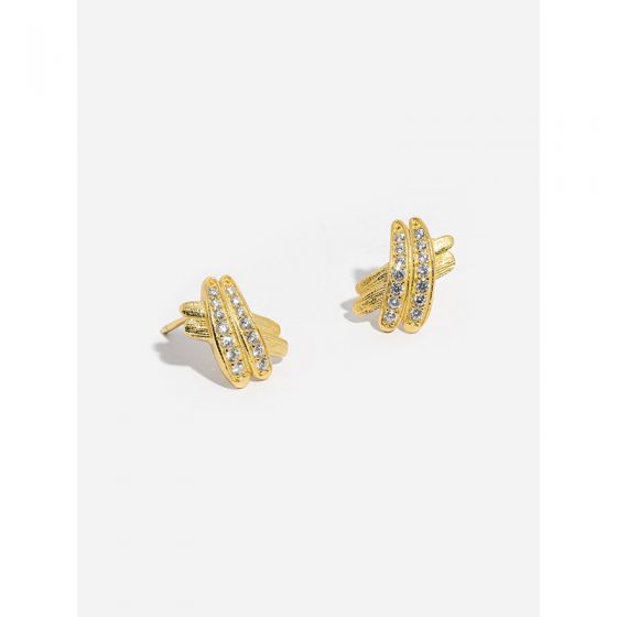 CZ Cross 925 Sterling Silver Stud Earrings