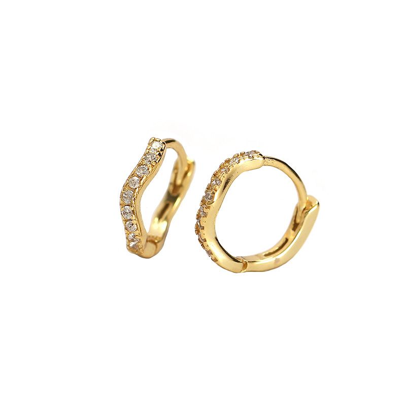 Mini Crystal Irregular Wave Stacker Hoop Earrings