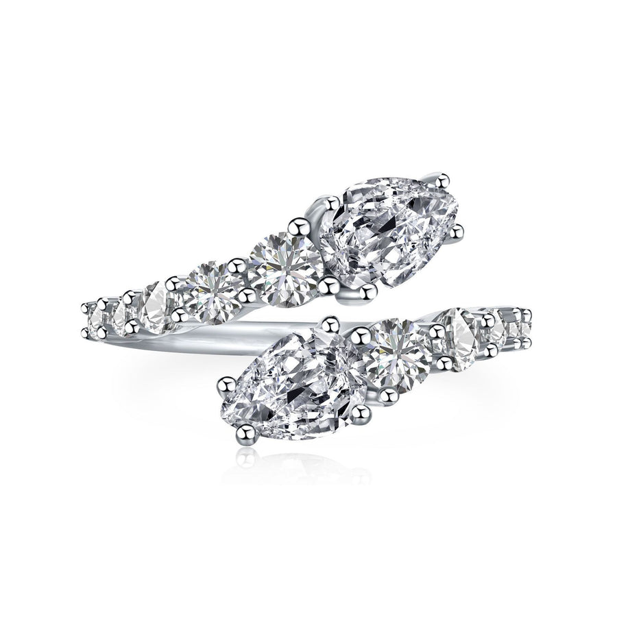Pear-Shaped Zircon Open S925 Sterling Silver Ring