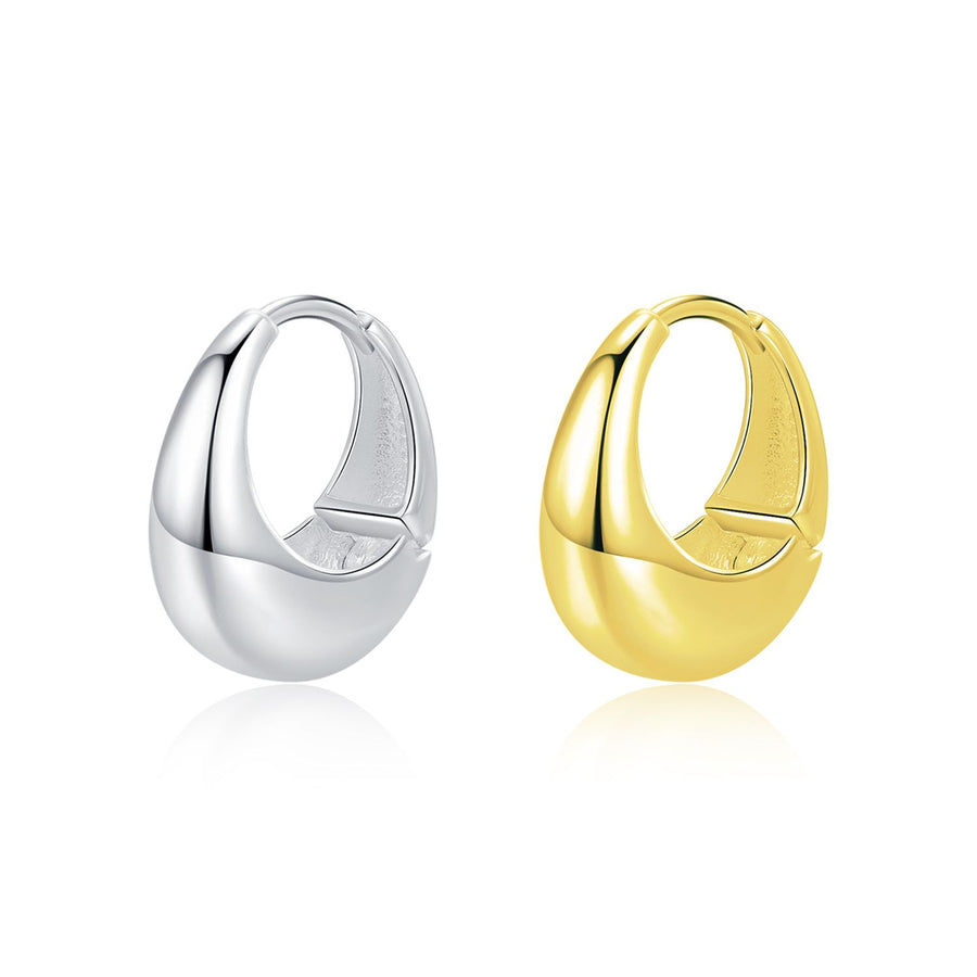 Geometric Minimalist 925 Sterling Silver Hoop Earrings