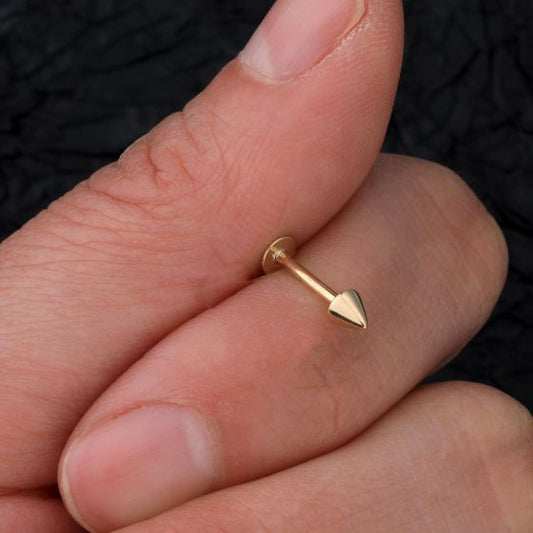 Geometric Triangular Cone 925 Sterling Screw Flat Stud Earring (Single)