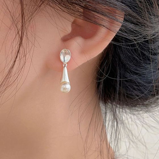 Waterdrop Shell Pearl Stud Earrings, 925 Sterling Silver