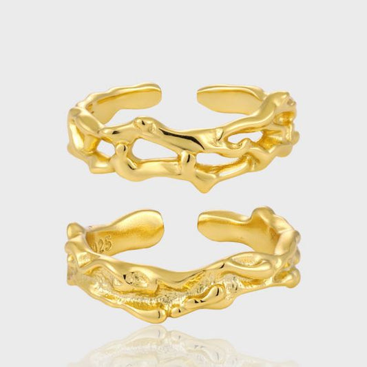 Irregular Flowing Lavas 925 Sterling Silver Adjustable Ring