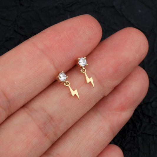 Graduation CZ Lighting Sterling Screw Flat Stud (Single)