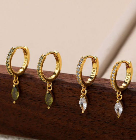 Modern Oval Cubic Zirconia 925 Sterling Silver Hoop Earrings