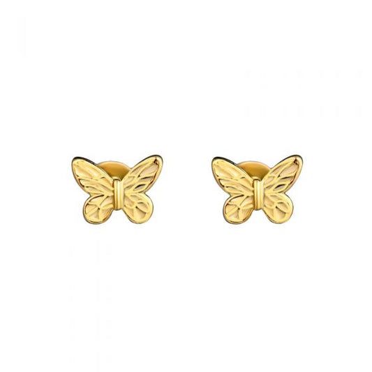 Flying Butterfly 925 Sterling Silver Screw Flat Stud Earring (Single)