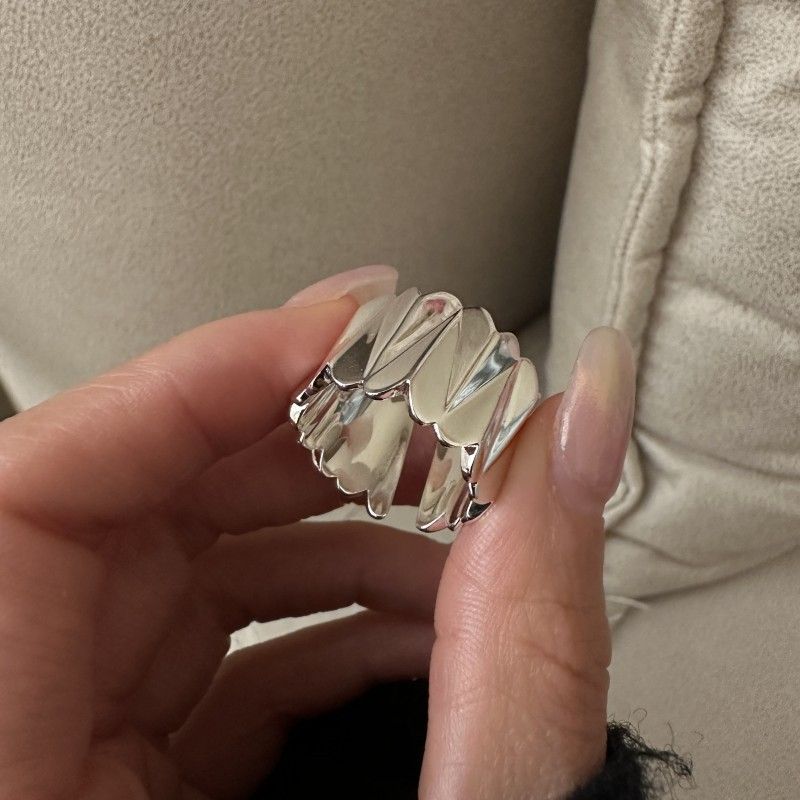 Irregular Foldings 925 Sterling Silver Adjustable Ring