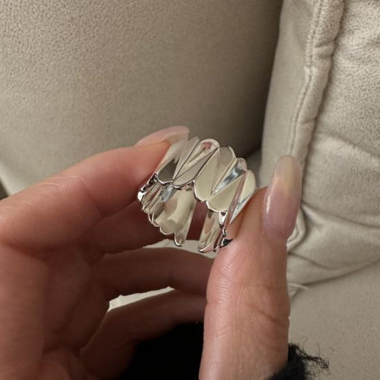 Irregular Foldings 925 Sterling Silver Adjustable Ring