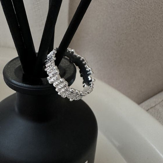 Irregular Tube Pattern 925 Sterling Silver Adjustable Ring