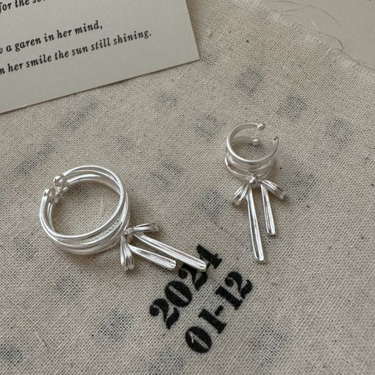Holiday Multi-Layer Bow-Knot 925 Sterling Silver Non-Pierced Earring (Single)
