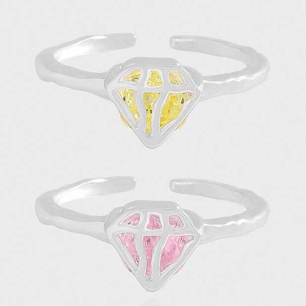 Irregular Trillion Crystal Sterling Silver Adjustable Ring