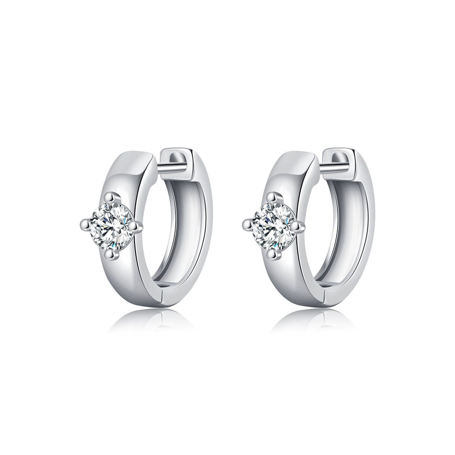 U-Shaped Moissanite Hoop Earrings in S925 Sterling Silver
