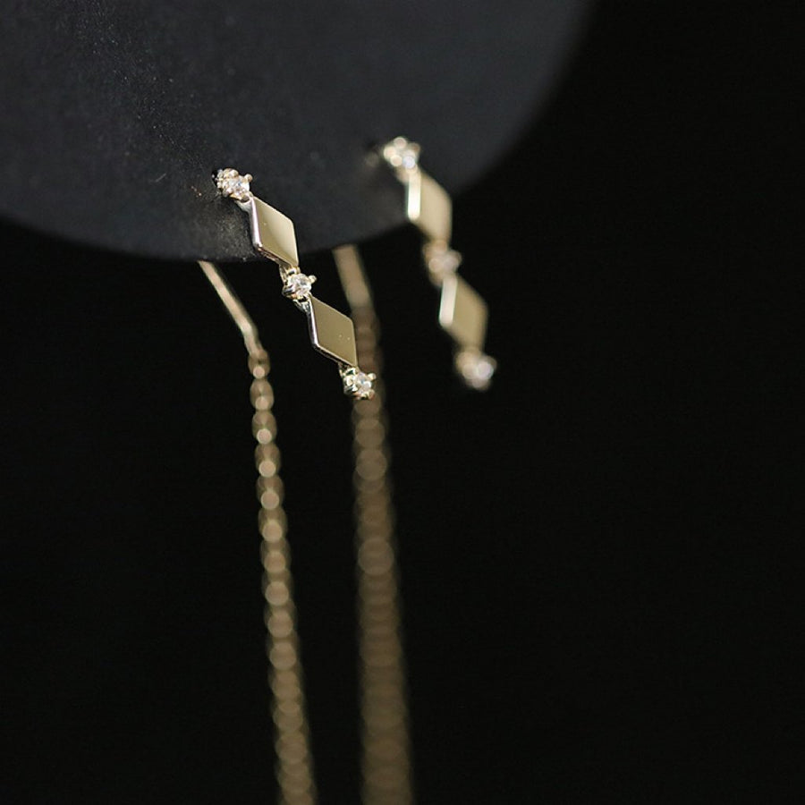 Sterling Silver Cubic Zirconia Wrap Tassel Drop Earrings