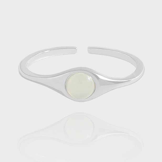 Green Crystal Adjustable Ring in 925 Sterling Silver