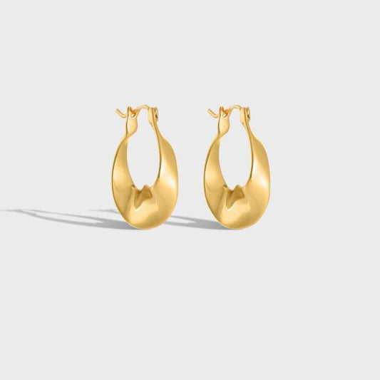 Elegant Twisted Circle Sterling Silver Hoop Earrings