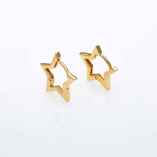Hollow Irregular Star Hoop Earrings, 925 Sterling Silver