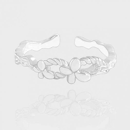 Irregular Double Butterfly Sterling Silver Adjustable Ring